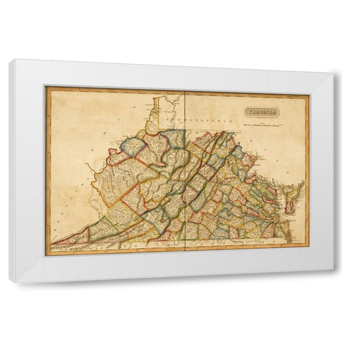 Virginia 1817 White Modern Wood Framed Art Print by Vintage Maps
