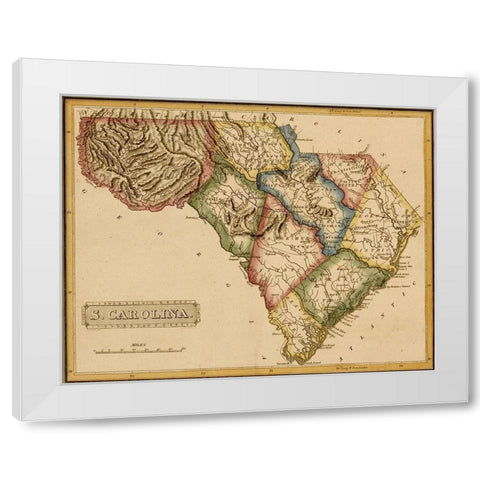 South Carolina 1817 White Modern Wood Framed Art Print by Vintage Maps