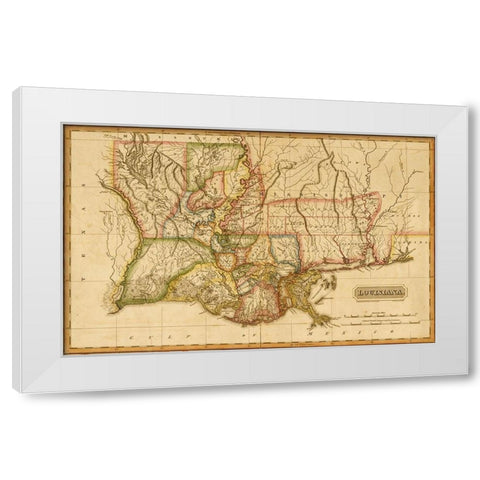 Louisiana 1817 White Modern Wood Framed Art Print by Vintage Maps