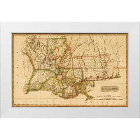 Louisiana 1817 White Modern Wood Framed Art Print by Vintage Maps
