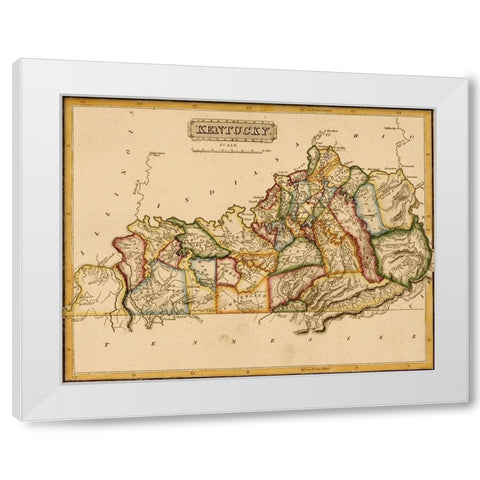 Kentucky 1817 White Modern Wood Framed Art Print by Vintage Maps