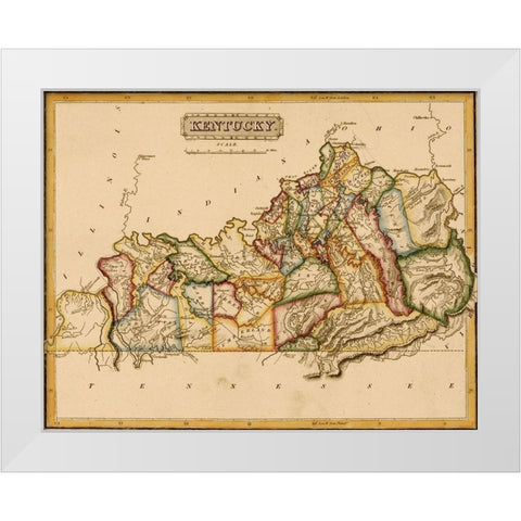 Kentucky 1817 White Modern Wood Framed Art Print by Vintage Maps