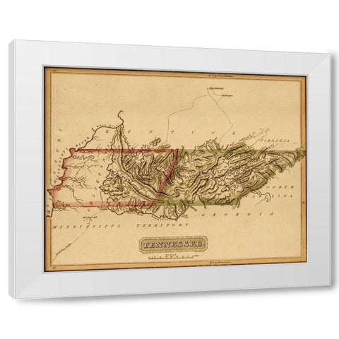 Tennessee 1817 White Modern Wood Framed Art Print by Vintage Maps