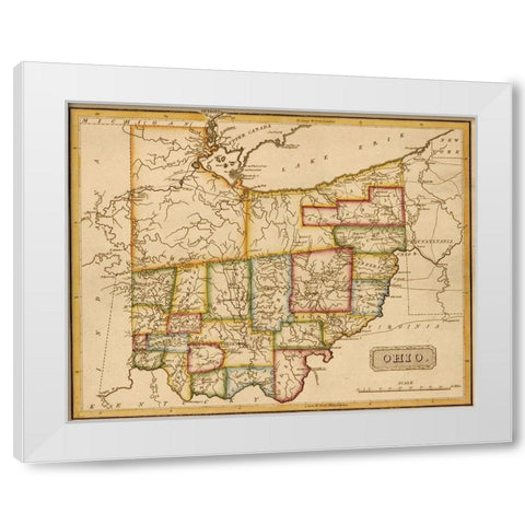 Ohio 1817 White Modern Wood Framed Art Print by Vintage Maps