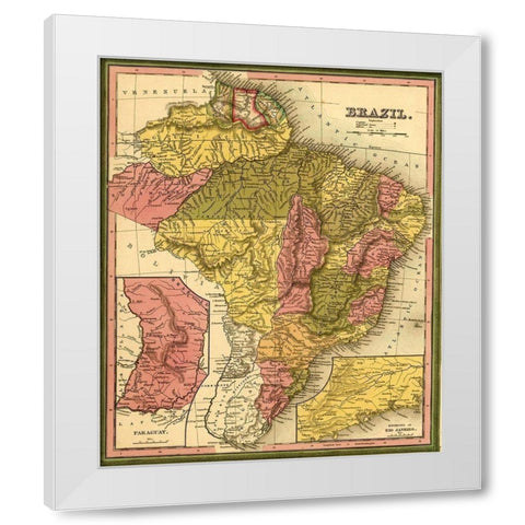 Brazil 1846 White Modern Wood Framed Art Print by Vintage Maps