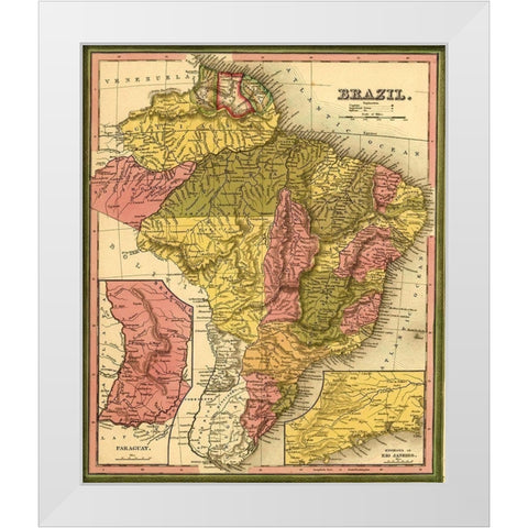 Brazil 1846 White Modern Wood Framed Art Print by Vintage Maps