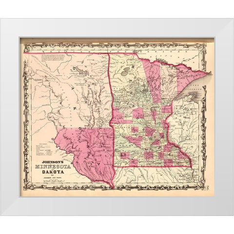 Minnesota and Dakota 1862 White Modern Wood Framed Art Print by Vintage Maps