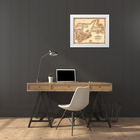 New Brunswick and Newfoundland 1862 White Modern Wood Framed Art Print by Vintage Maps
