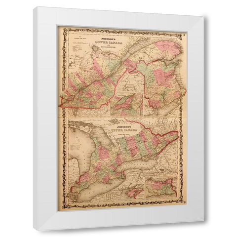 Lower Canada and New Brunswick 1862 White Modern Wood Framed Art Print by Vintage Maps