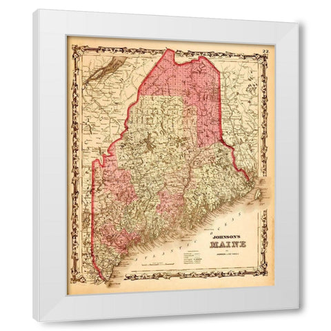 Maine 1862 White Modern Wood Framed Art Print by Vintage Maps