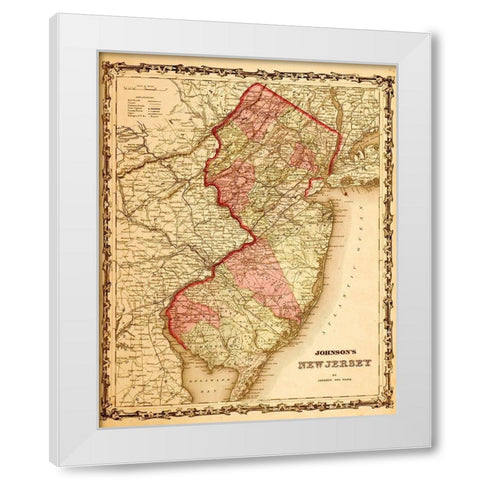 New Jersey 1862 White Modern Wood Framed Art Print by Vintage Maps