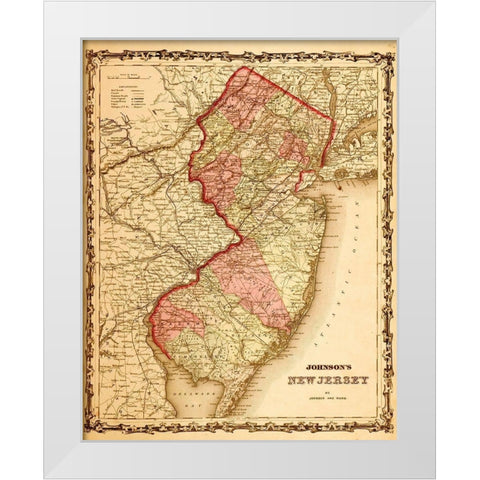 New Jersey 1862 White Modern Wood Framed Art Print by Vintage Maps