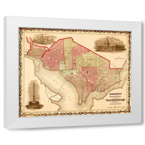 Washington DC 1862 White Modern Wood Framed Art Print by Vintage Maps