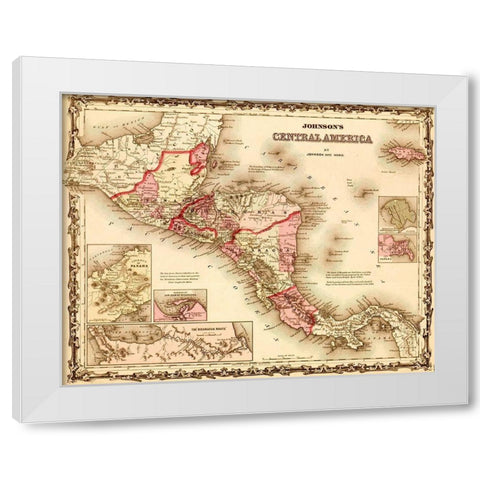 Central America 1862 White Modern Wood Framed Art Print by Vintage Maps