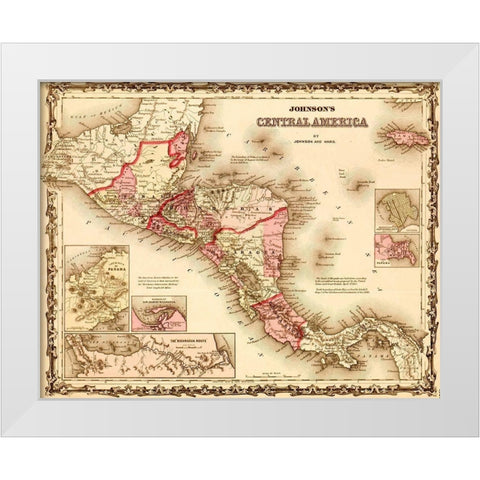 Central America 1862 White Modern Wood Framed Art Print by Vintage Maps
