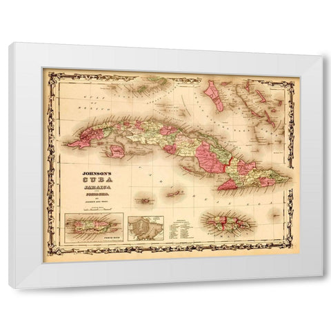Cuba 1862 White Modern Wood Framed Art Print by Vintage Maps