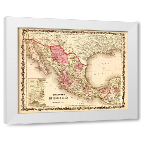 Mexico 1862 White Modern Wood Framed Art Print by Vintage Maps