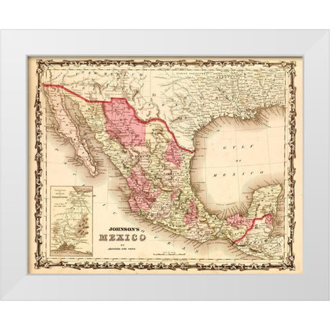 Mexico 1862 White Modern Wood Framed Art Print by Vintage Maps