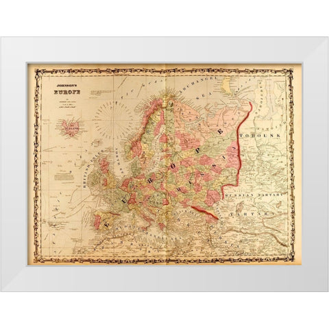 Europe 1862 White Modern Wood Framed Art Print by Vintage Maps