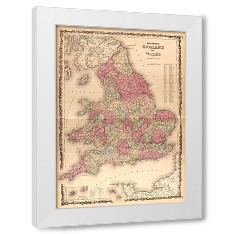 England and Wales 1862 White Modern Wood Framed Art Print by Vintage Maps