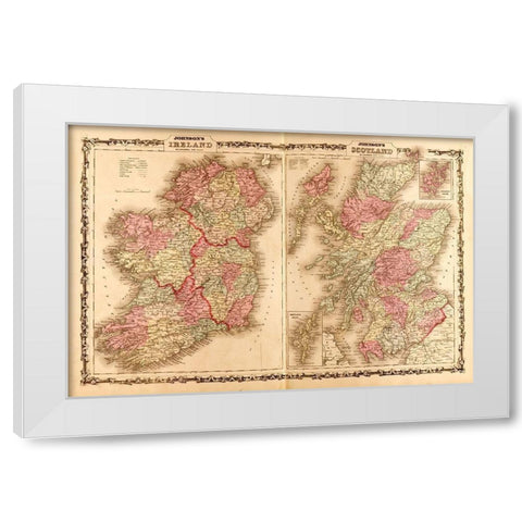 Ireland and Scotland 1862 White Modern Wood Framed Art Print by Vintage Maps