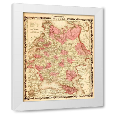 Russia 1862 White Modern Wood Framed Art Print by Vintage Maps