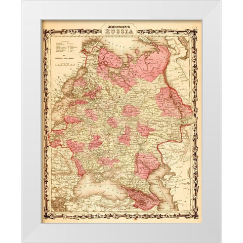Russia 1862 White Modern Wood Framed Art Print by Vintage Maps