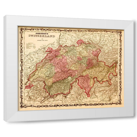 Switzerland 1862 White Modern Wood Framed Art Print by Vintage Maps
