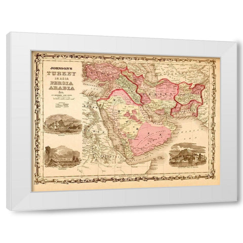 Middle East Turkey Persia and Arabia 1862 White Modern Wood Framed Art Print by Vintage Maps