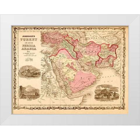 Middle East Turkey Persia and Arabia 1862 White Modern Wood Framed Art Print by Vintage Maps