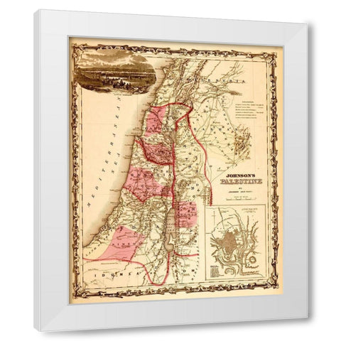 Palestine 1862 White Modern Wood Framed Art Print by Vintage Maps