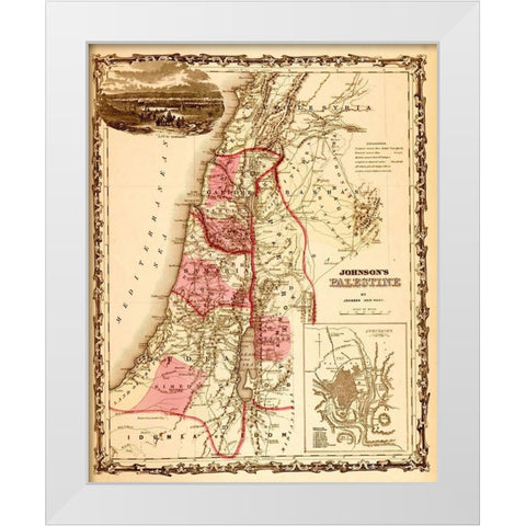Palestine 1862 White Modern Wood Framed Art Print by Vintage Maps