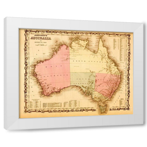 Australia 1862 White Modern Wood Framed Art Print by Vintage Maps