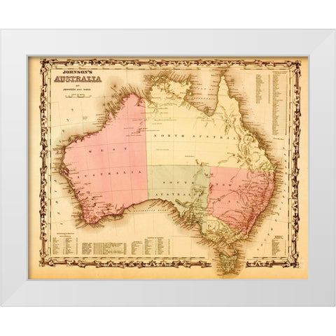 Australia 1862 White Modern Wood Framed Art Print by Vintage Maps