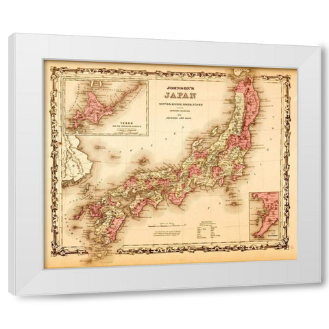 Japan 1862 White Modern Wood Framed Art Print by Vintage Maps