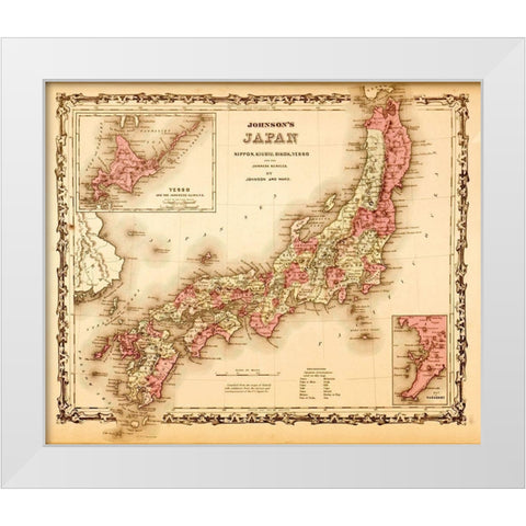 Japan 1862 White Modern Wood Framed Art Print by Vintage Maps