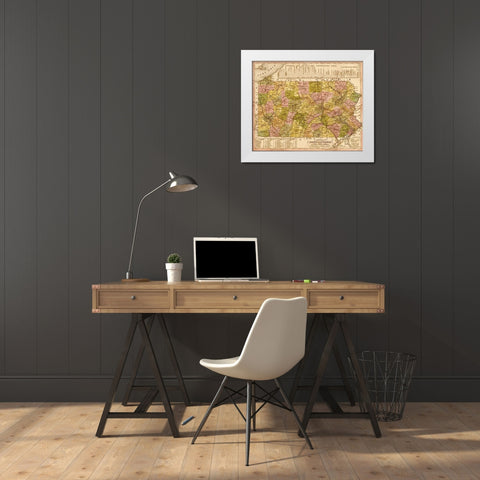 Pennsylvania 1844 White Modern Wood Framed Art Print by Vintage Maps