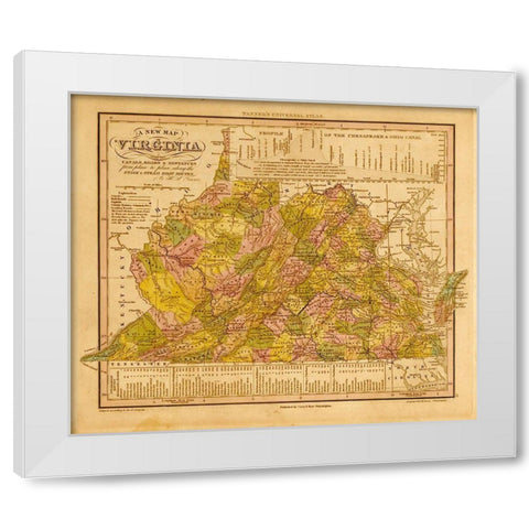 Virginia 1844 White Modern Wood Framed Art Print by Vintage Maps