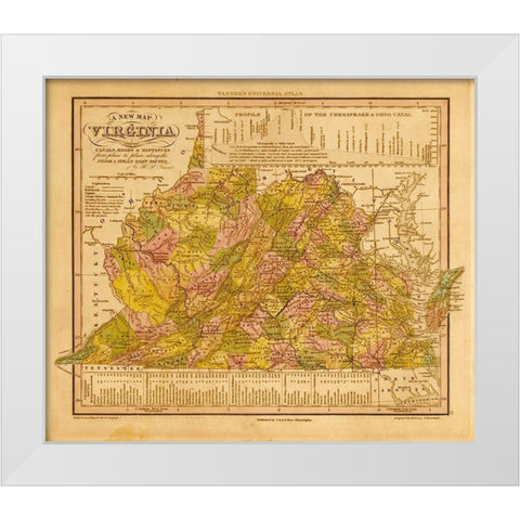 Virginia 1844 White Modern Wood Framed Art Print by Vintage Maps