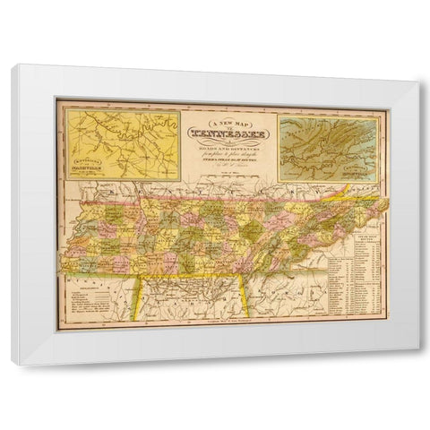 Tennessee 1844 White Modern Wood Framed Art Print by Vintage Maps