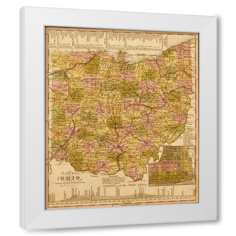 Ohio 1844 White Modern Wood Framed Art Print by Vintage Maps