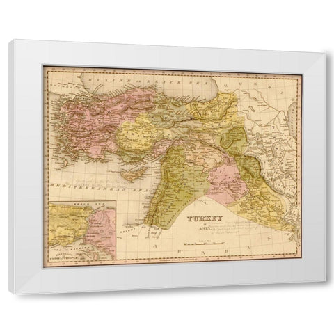 Turkey 1844 White Modern Wood Framed Art Print by Vintage Maps