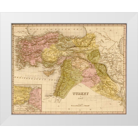 Turkey 1844 White Modern Wood Framed Art Print by Vintage Maps