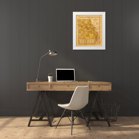 Missouri 1844 White Modern Wood Framed Art Print by Vintage Maps