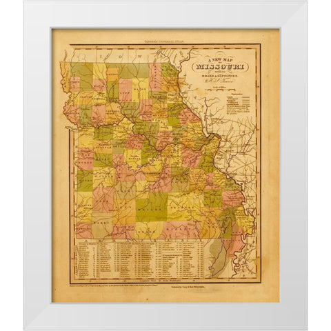 Missouri 1844 White Modern Wood Framed Art Print by Vintage Maps