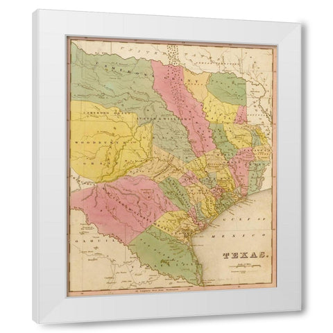Texas 1844 White Modern Wood Framed Art Print by Vintage Maps