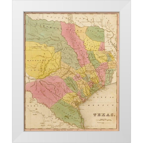 Texas 1844 White Modern Wood Framed Art Print by Vintage Maps