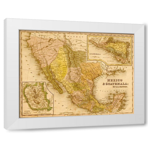 Mexico and Guatamala 1844 White Modern Wood Framed Art Print by Vintage Maps