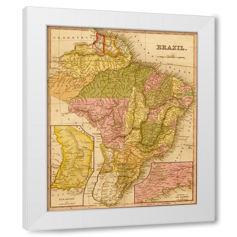 Brazil 1844 White Modern Wood Framed Art Print by Vintage Maps