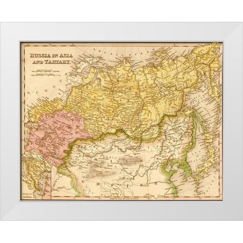 Russian Asia and Tartary 1844 White Modern Wood Framed Art Print by Vintage Maps